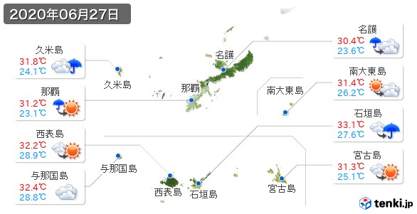 沖縄県(2020年06月27日の天気