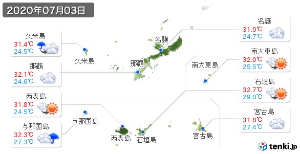 沖縄県(2020年07月03日の天気