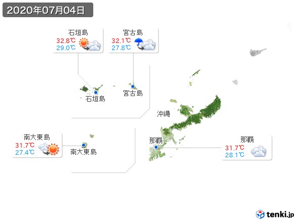 沖縄地方(2020年07月04日の天気