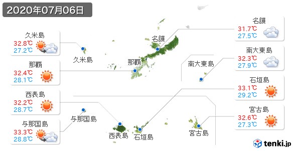 沖縄県(2020年07月06日の天気