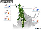 2020年07月12日の道北の実況天気