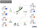 2020年07月14日の沖縄県の実況天気