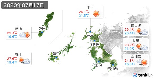 長崎県(2020年07月17日の天気