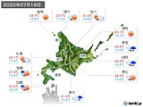 2020年07月19日の北海道地方の実況天気