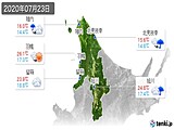 2020年07月23日の道北の実況天気