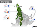 2020年07月24日の道北の実況天気