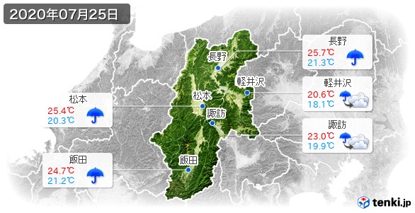 長野県(2020年07月25日の天気