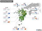 2020年07月28日の九州地方の実況天気