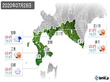 2020年07月28日の道南の実況天気