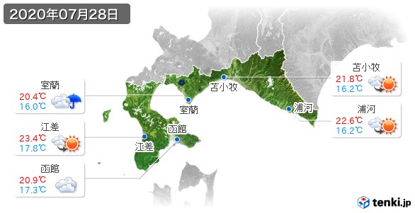 道南(2020年07月28日の天気