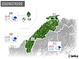 2020年07月29日の島根県の実況天気