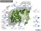 2020年07月30日の関東・甲信地方の実況天気