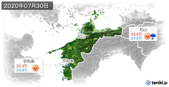 愛媛県(2020年07月30日の天気