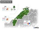 2020年07月31日の島根県の実況天気