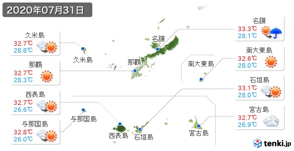 沖縄県(2020年07月31日の天気