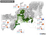 2020年08月01日の東海地方の実況天気