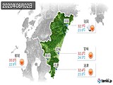 2020年08月02日の宮崎県の実況天気
