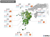 2020年08月03日の九州地方の実況天気