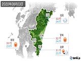 2020年08月03日の宮崎県の実況天気