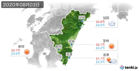 宮崎県(2020年08月03日の天気