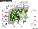 2020年08月04日の関東・甲信地方の実況天気