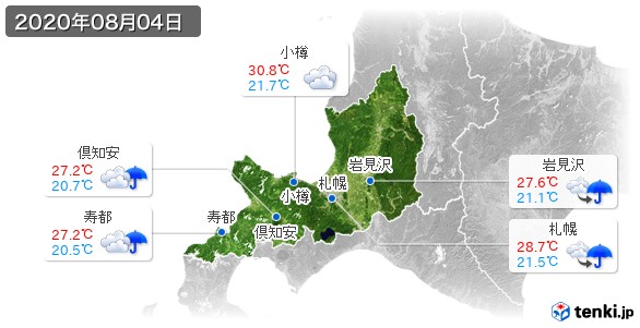 道央(2020年08月04日の天気