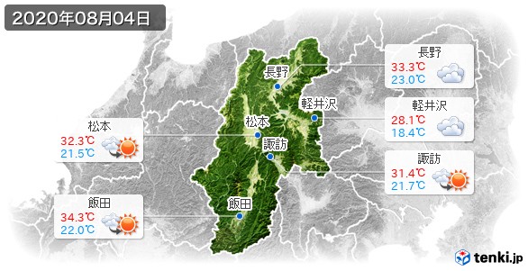 長野県(2020年08月04日の天気