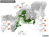 2020年08月05日の東海地方の実況天気