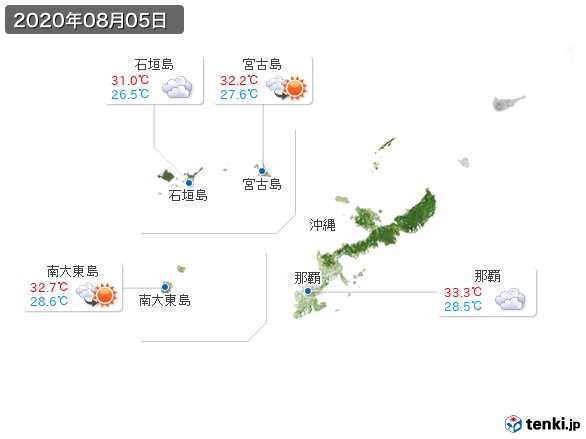 沖縄地方(2020年08月05日の天気