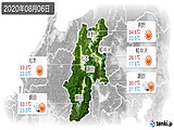 2020年08月06日の長野県の実況天気