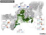 2020年08月07日の東海地方の実況天気