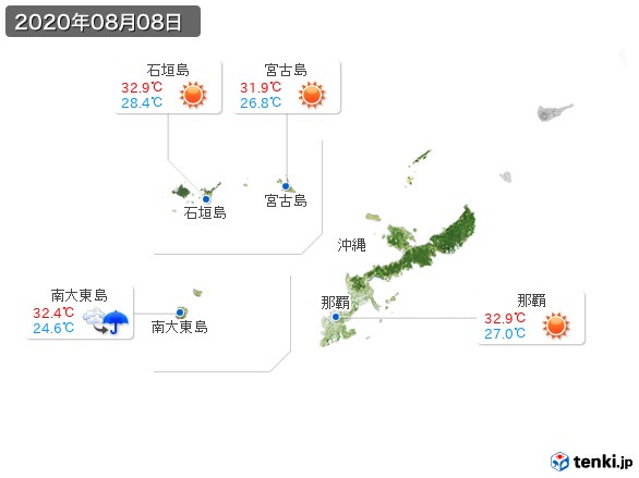 沖縄地方(2020年08月08日の天気