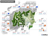 2020年08月09日の関東・甲信地方の実況天気