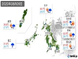 2020年08月09日の長崎県の実況天気