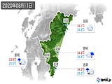 2020年08月11日の宮崎県の実況天気