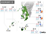 2020年08月11日の鹿児島県の実況天気