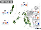 2020年08月12日の長崎県の実況天気