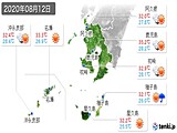 2020年08月12日の鹿児島県の実況天気