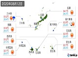 2020年08月12日の沖縄県の実況天気