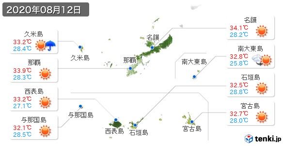 沖縄県(2020年08月12日の天気