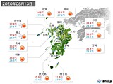 2020年08月13日の九州地方の実況天気