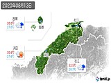 2020年08月13日の島根県の実況天気