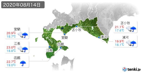 道南(2020年08月14日の天気