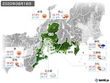 2020年08月18日の東海地方の実況天気