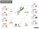 2020年08月18日の沖縄県の実況天気