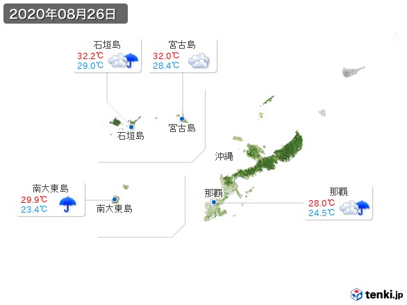 沖縄地方(2020年08月26日の天気