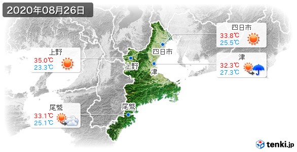 三重県(2020年08月26日の天気