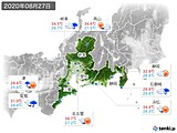 2020年08月27日の東海地方の実況天気