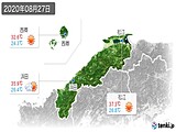 2020年08月27日の島根県の実況天気