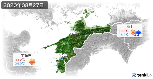 愛媛県(2020年08月27日の天気